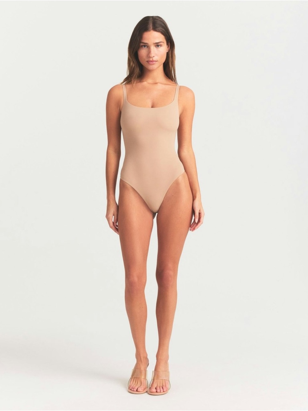 NWT SKIMS Fits Everybody Square Neck Bodysuit-Desert Clay